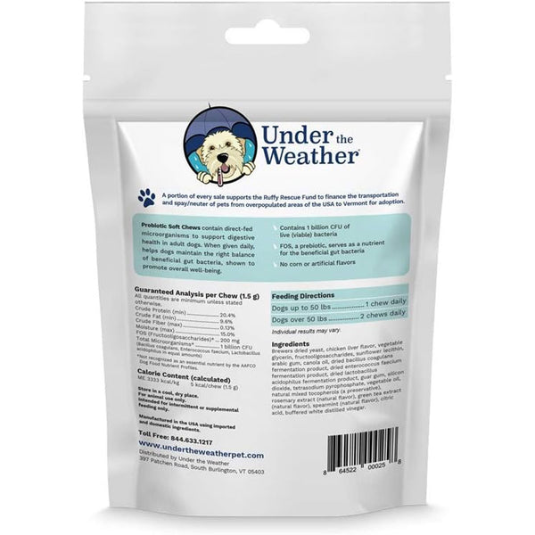 Under the Weather Probiotic Soft Chews for Dogs backside