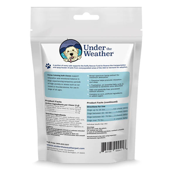 Under the Weather Hemp Calming Soft Chews for Dogs