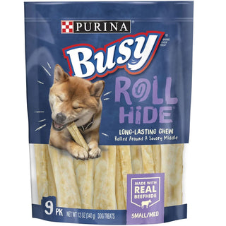 Busy Bone Rollhide Long-Lasting Chew Small/Medium Dog Treats, 9 Count