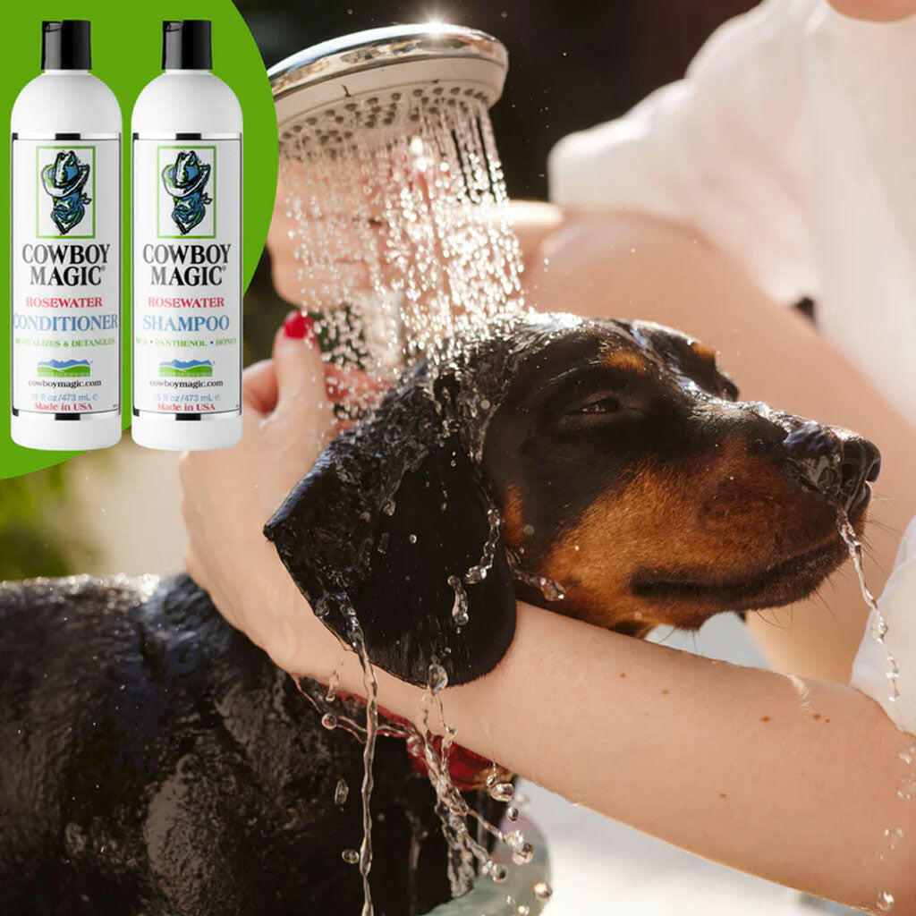 cowboy magic rosewater conditioner 16oz with dog