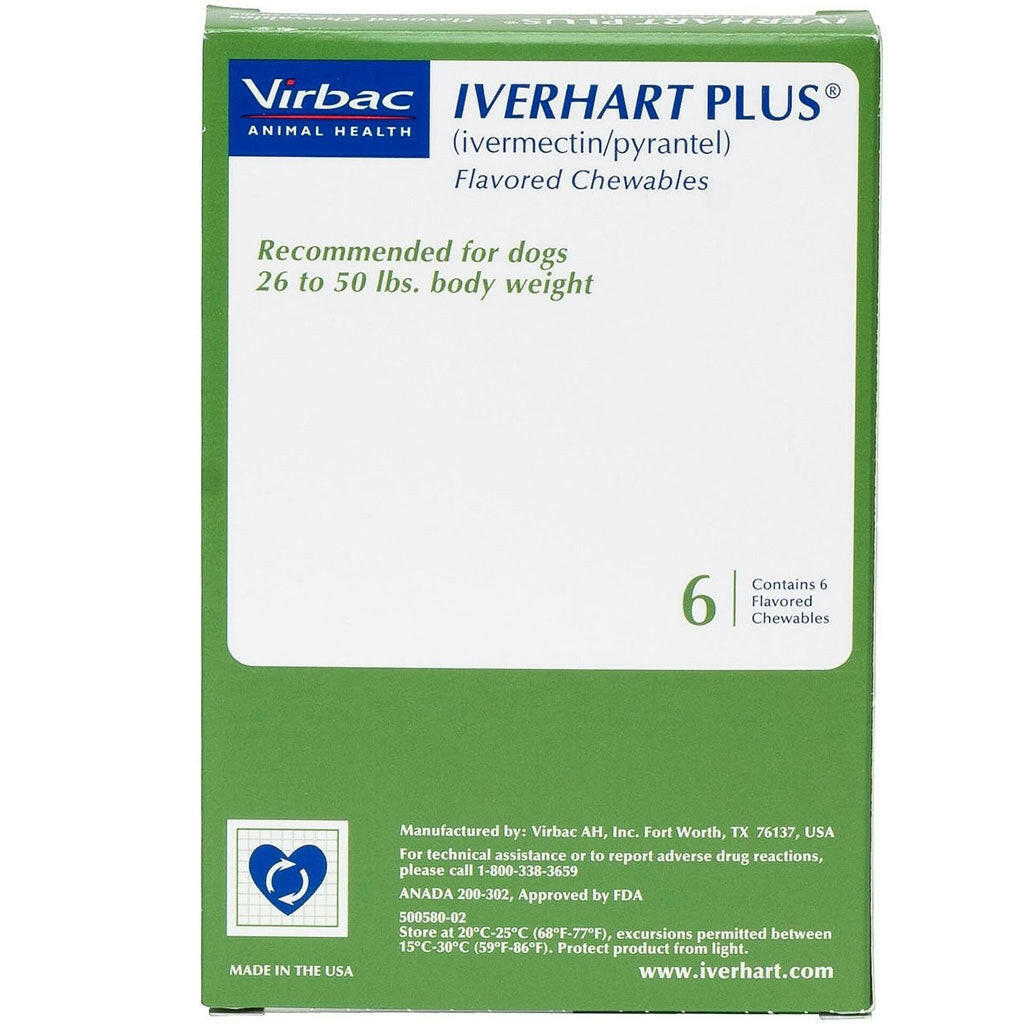 Iverhart Plus Chewable Tablet for Dogs 26-50 lbs backside