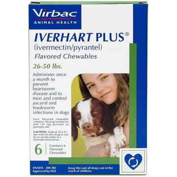 Iverhart Plus Chewable Tablet for Dogs 26-50 lbs 6 chewable