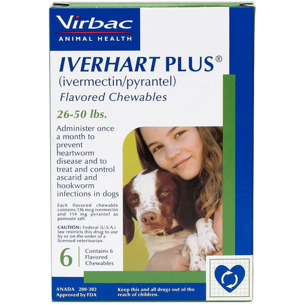 Iverhart Plus Chewable Tablet for Dogs 26-50 lbs 6 chewable