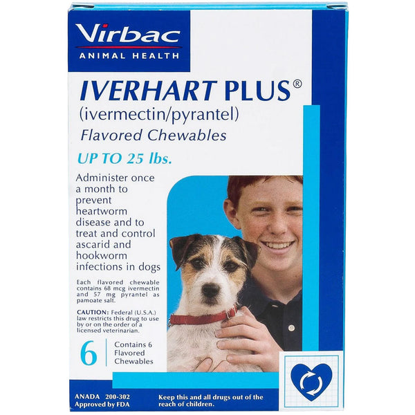 Iverhart Plus Chewable Tablet for Dogs 1-25 lbs 6 chewable