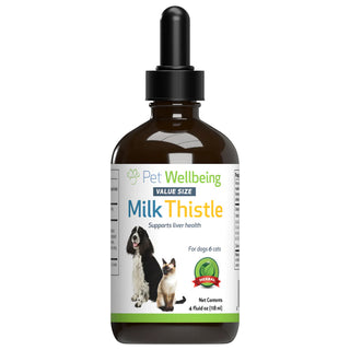 Milk thistle for dogs comes in a 4 oz bottle 