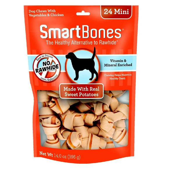 SmartBones Rawhide-Free Sweet Potato Chew Bones For Dogs (24 mini bones)