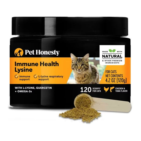 Pet Honesty Immune Health Lysine Powder for Cats Chicken & Tuna Flavor (4.2 oz)