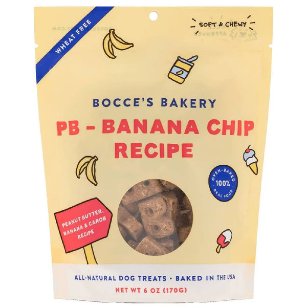 Bocce's Bakery Peanut Butter Banana Chip Soft & Chewy Treats For Dogs (6 oz)