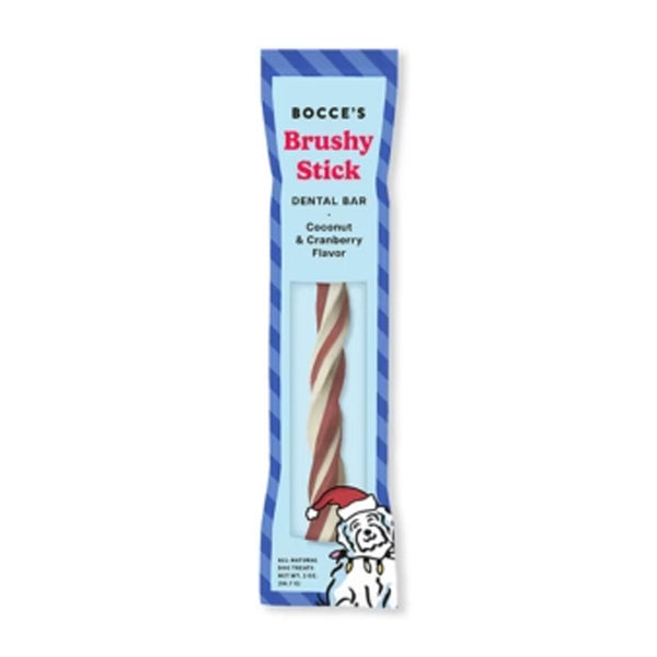 Bocce's Bakery All-Natural Candy Cane Brushy Dental Stick for Dogs (1 chew)