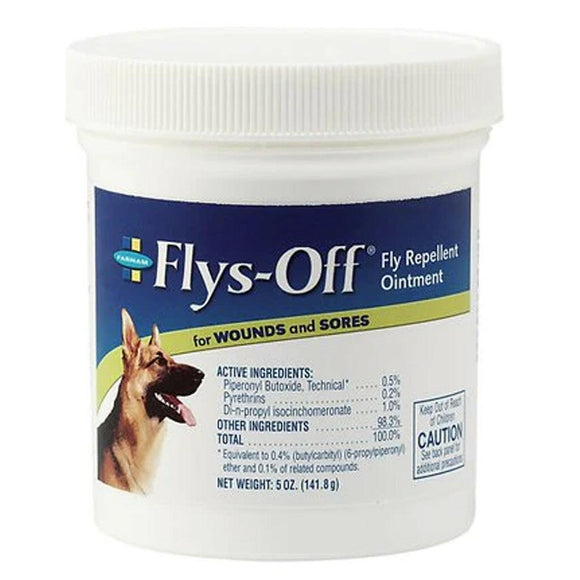 Flys-Off Fly Repellant Ointment for Wounds and Sores Dogs & Horses ( 5 oz)