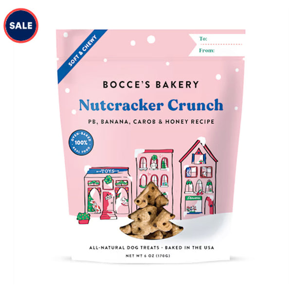 Bocce's Bakery Nutcracker Peanut Butter Flavored Crunch Soft & Chewy Dog Treats (6 oz)