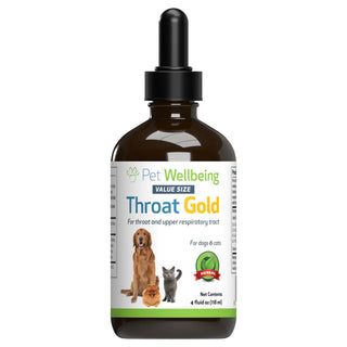 Throat gold for dogs in a 4 oz bottle