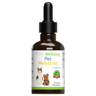 Melatonin for dogs comes in a 2 oz and 4 oz bottle