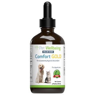 Pet Wellbeing Comfort Gold also comes in a 4 oz bottle