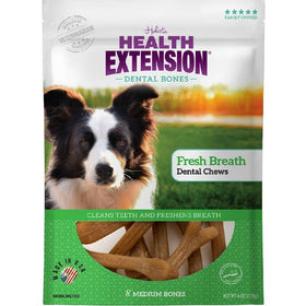 Health Extension Fresh Breath Dental Chews For Dogs (8 Medium Bones)