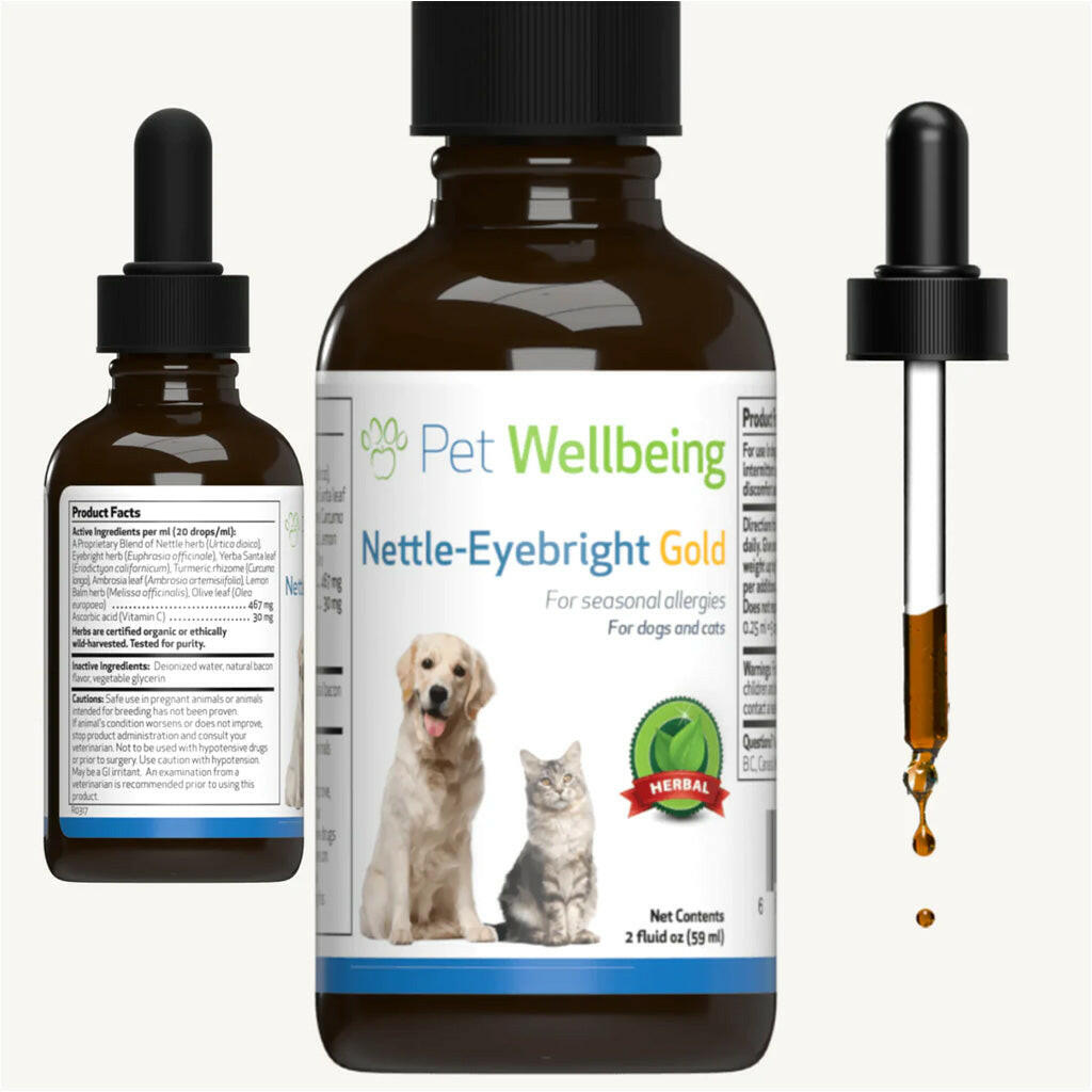 Nettle eyebright gold works great in combating feline allergy symptoms