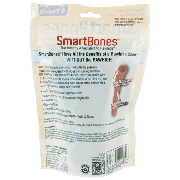 SmartBones Stuffed Twistz with Pork Rawhide-Free Chews Dog Treats (6 twistz)