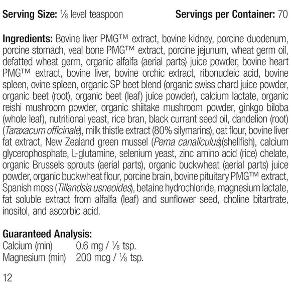 ingredients of standard process hepatic support