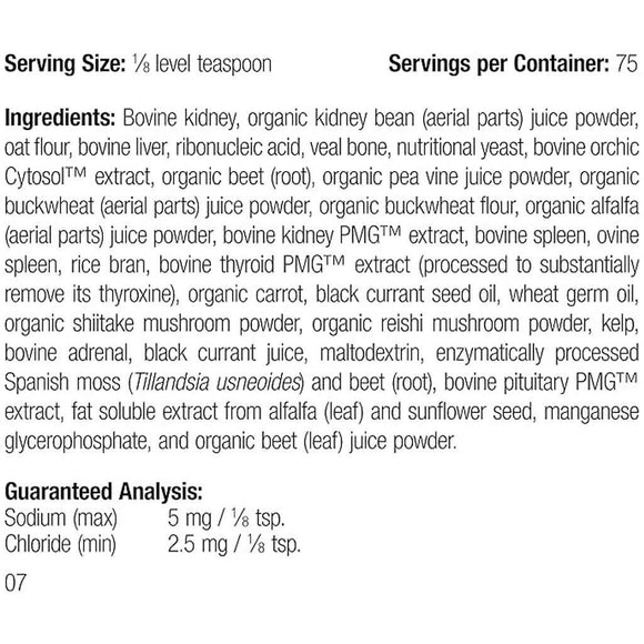 ingredients of standard process- canine renal support- kidney supplement