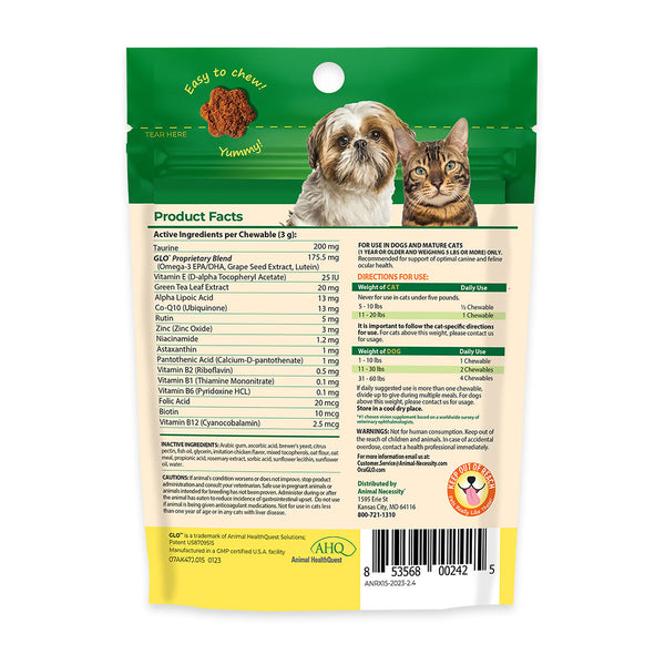 Ocu-GLO Vision Supplement for Dogs and Mature Cats (15 Soft Chews)