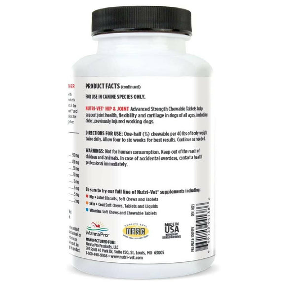 Nutri-Vet Hip & Joint Advanced Strength for Dogs (150 chewable tablets)