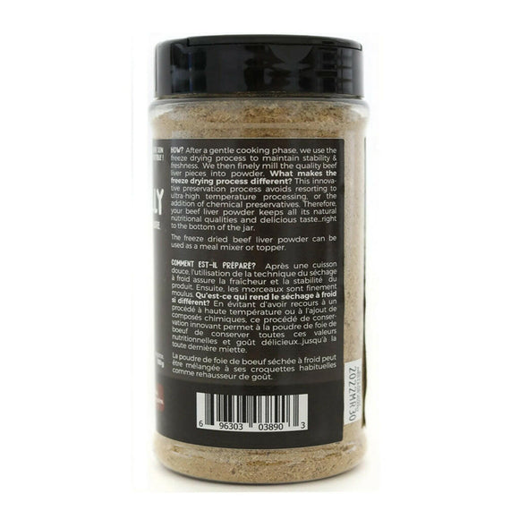 backside of freeze dried liver powder