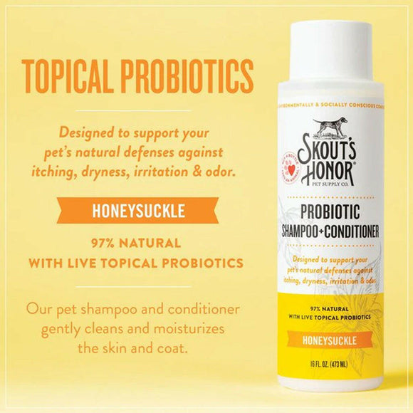 Skout's Honor Probiotic Shampoo & Conditioner for Dogs, Honeysuckle (16 oz)