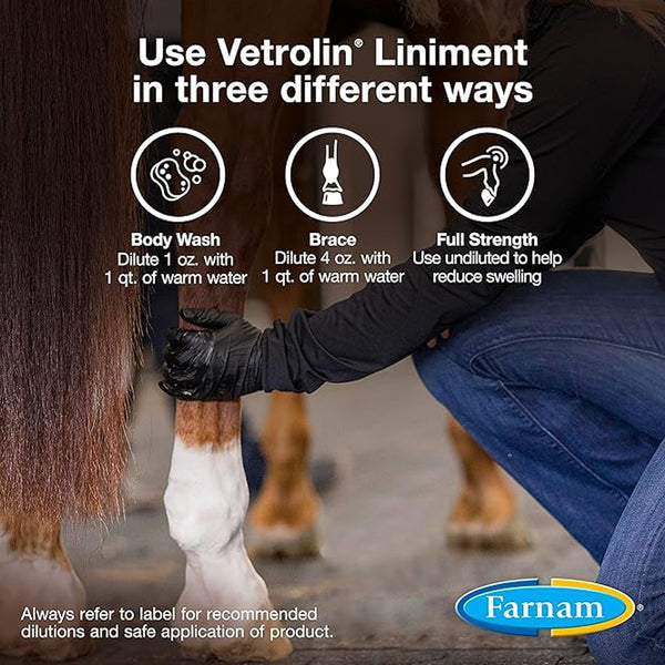Farnam Vetrolin Sore Muscle & Joint Pain Relief Horse Liniment Spray(32 oz)