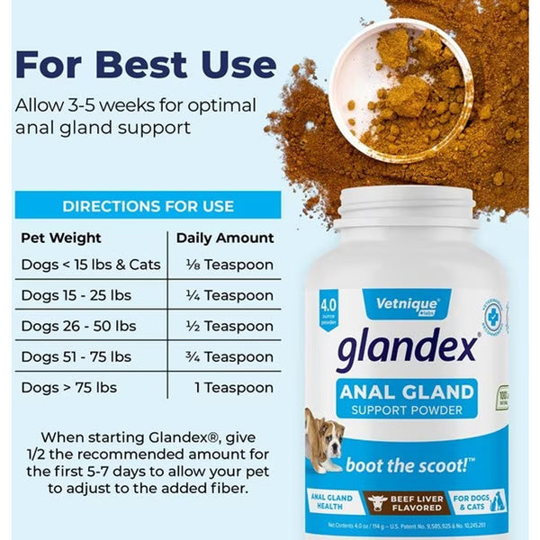 Glandex Powder, Beef Liver For Dogs & Cats (4 oz)