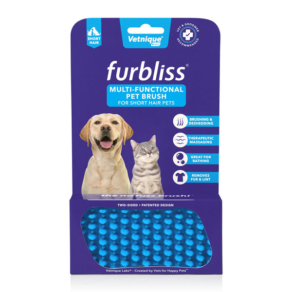 Furbliss Brush Blue Small Pets with Short Hair Deshedding, Massaging, Bathing & Grooming For Dogs & Cats
