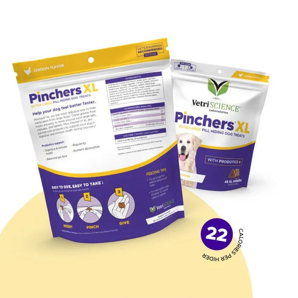 VetriScience Pinchers X-Large Pill Hiding Treats for Dogs Chew- Chicken Flavor (45 ct)
