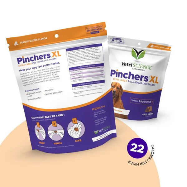 VetriScience Pinchers X-Large Pill Hiding Treats For Dogs Chew - Peanut Butter Flavor (45 countt)