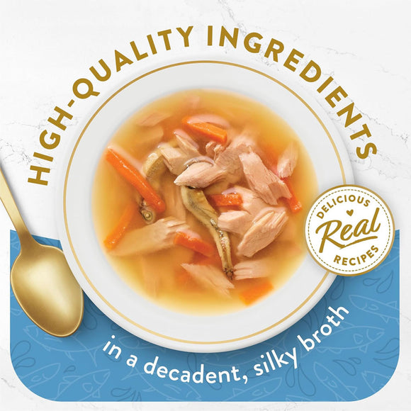 Fancy Feast Classic Broths with Tuna, Anchovies & Whitefish Supplemental Wet Cat Food Pouches