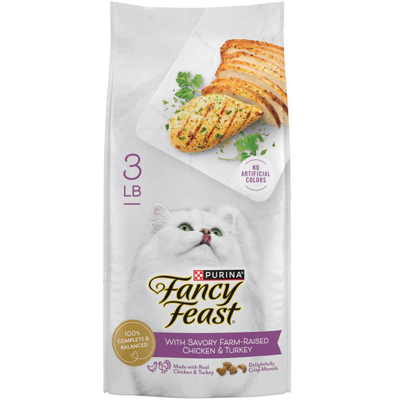 Fancy Feast with Savory Chicken & Turkey Dry Cat Food, 3-lb