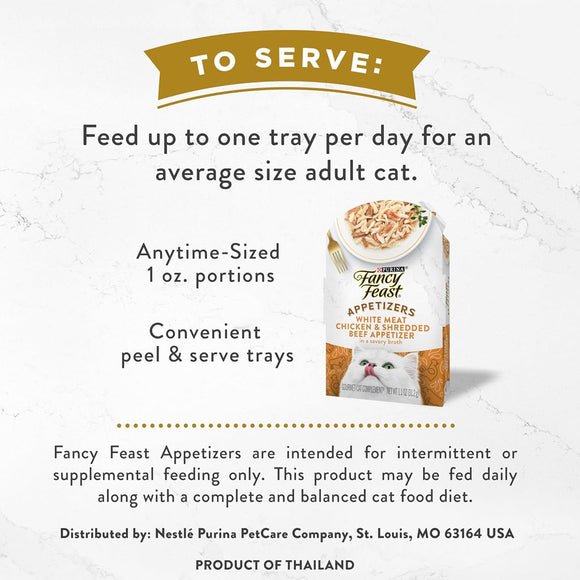Fancy Feast Appetizers Grain-Free White Meat Chicken & Shredded Beef Appetizer in Savory Broth Wet Cat Food,
