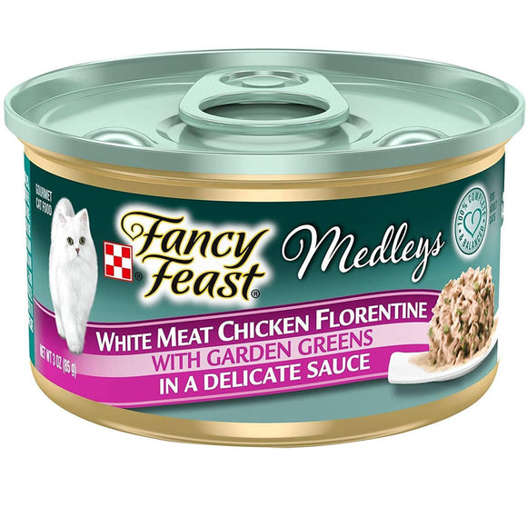 Fancy Feast Medleys White Meat Chicken Florentine in Sauce Wet Cat Food, 3-oz case of 24