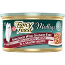 Fancy Feast Medleys Shredded Wild Salmon Fare in Broth Wet Cat Food, 3-oz case of 24