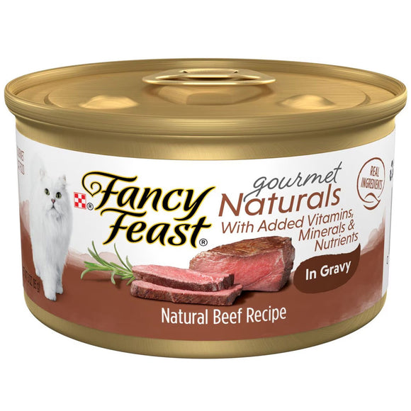 Fancy Feast Gourmet Naturals Beef Recipe in Gravy Canned Cat Food, 3-oz, case of 12