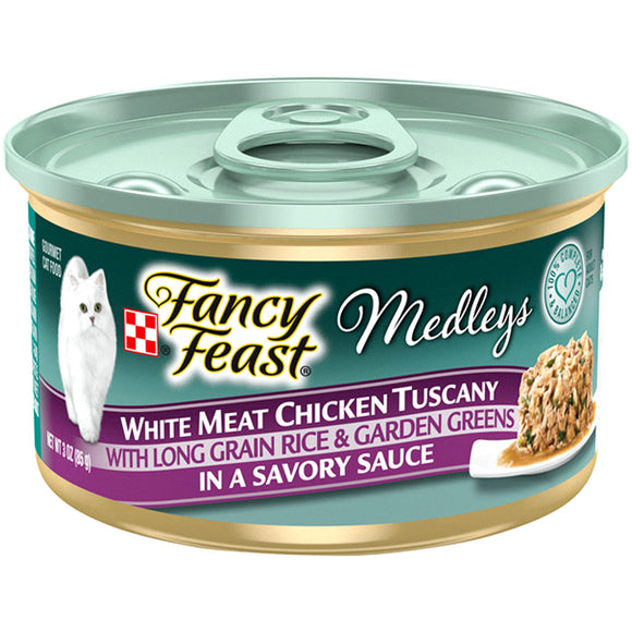 Fancy Feast Medleys White Meat Chicken Tuscany in Sauce Wet Cat Food, 3-oz case of 24
