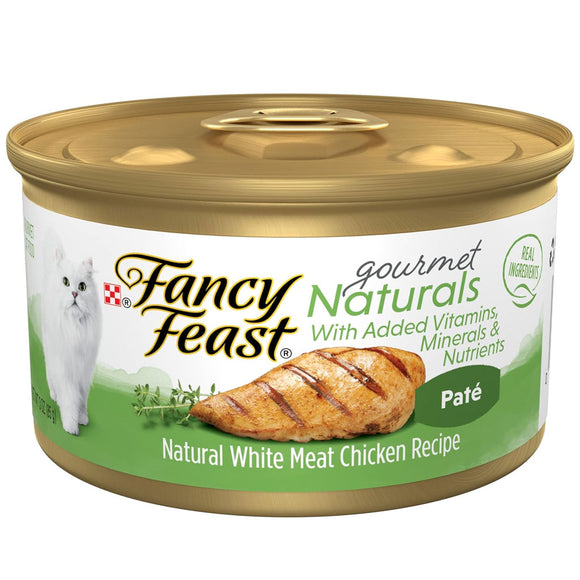 Fancy Feast Gourmet Naturals White Meat Chicken Recipe Pate Canned Cat Food, 3-oz, case of 12
