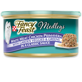 Fancy Feast Medleys White Meat Chicken Primavera in Sauce Wet Cat Food, 3-oz case of 24