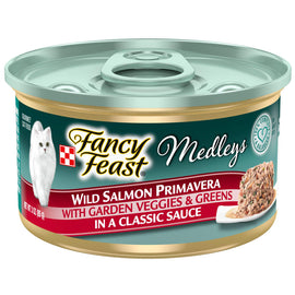 Fancy Feast Medleys Salmon Primavera in Sauce Wet Cat Food, 3-oz case of 24