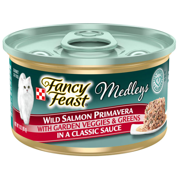 Fancy Feast Medleys Salmon Primavera in Sauce Wet Cat Food, 3-oz case of 24