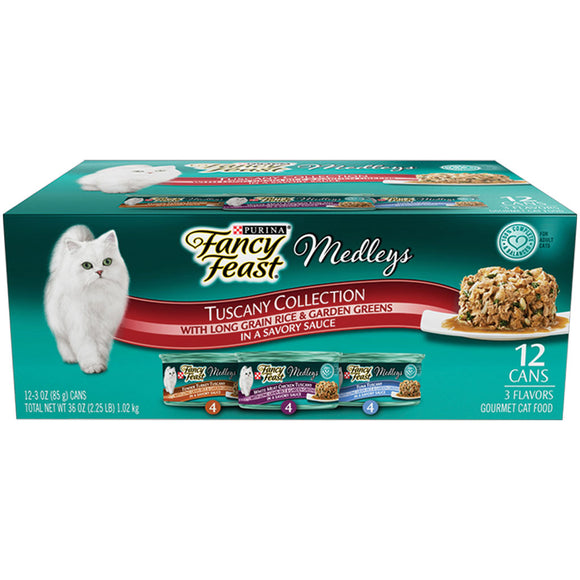 Fancy Feast Medleys Tuscany Wet Cat Food Variety Cat, 3-oz case of 24
