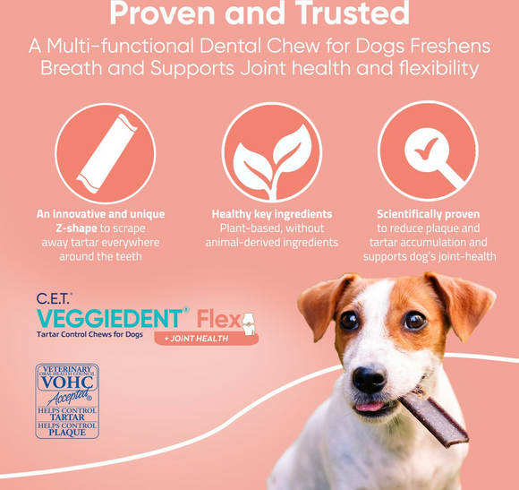C.E.T. VeggieDent Flex + Joint Health for Large Dogs Over 66lbs