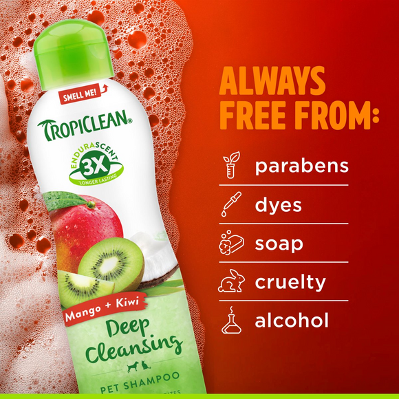 TropiClean EnduraScent Mango Kiwi Shampoo for Dogs & Cats (20 oz)