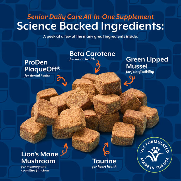 NaturVet Senior Daily Care Multi-Benefit 8-in-1 Support For Dogs (60 Soft Chews)