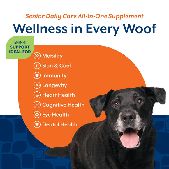 NaturVet Senior Daily Care Multi-Benefit 8-in-1 Support For Dogs (60 Soft Chews)