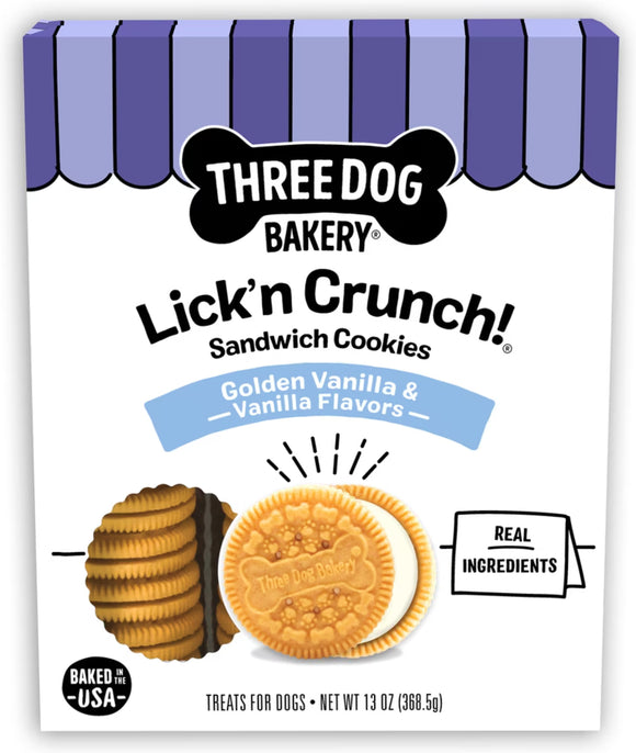 Three Dog Bakery Lick'n Crunch Vanilla & Vanilla Flavors Dog Treats, 13-oz