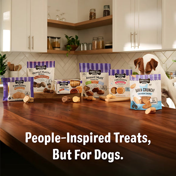 Three Dog Bakery Lick'n Crunch Vanilla & Vanilla Flavors Dog Treats, 13-oz